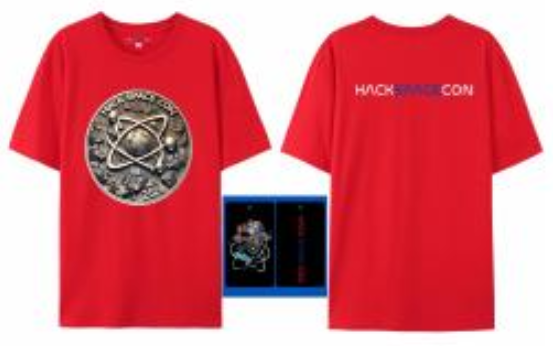 Hack Space Con 2024 Metal Orbit T-Shirt Red