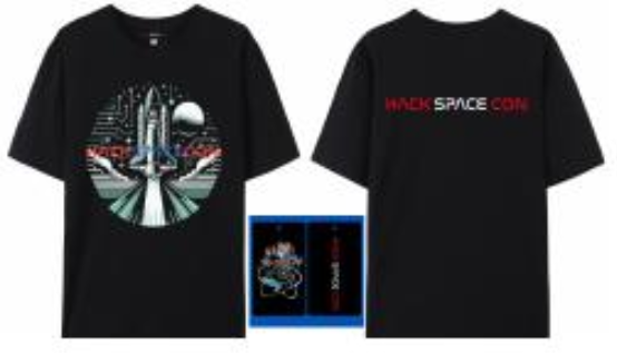 Hack Space Con 2024 Green Shuttle T-Shirt Black