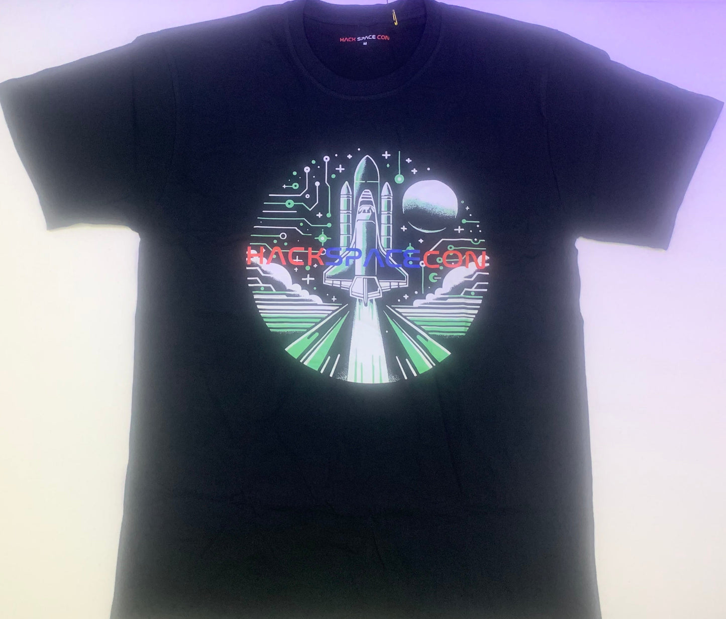 Hack Space Con 2024 Green Shuttle T-Shirt Black