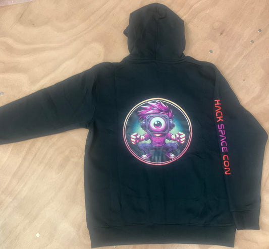 Hack Space Con 2024 Purple Punk Hoodie Black