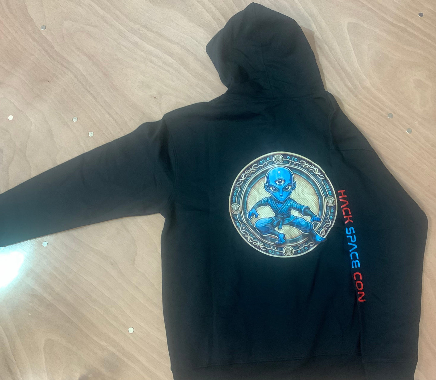 Hack Space Con 2024 Blue Monk Hoodie Black