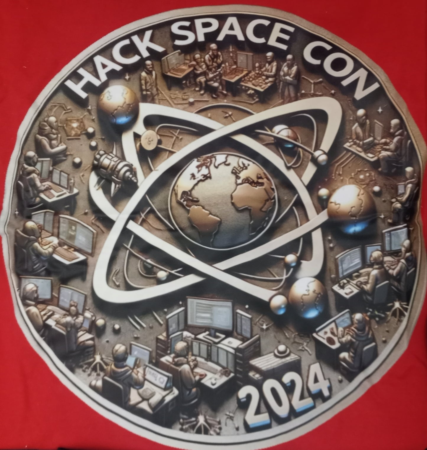 Hack Space Con 2024 Metal Orbit T-Shirt Red