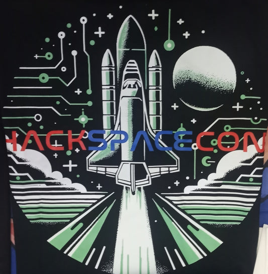 Hack Space Con 2024 Green Shuttle T-Shirt Black